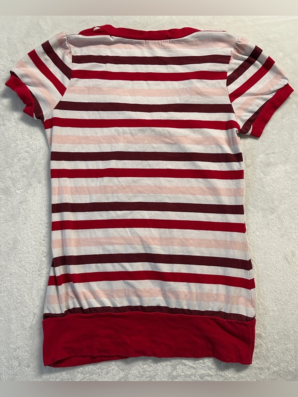 Y2K PRIMADONNA women's red white multi striped tee, M. - Picture 3 of 4